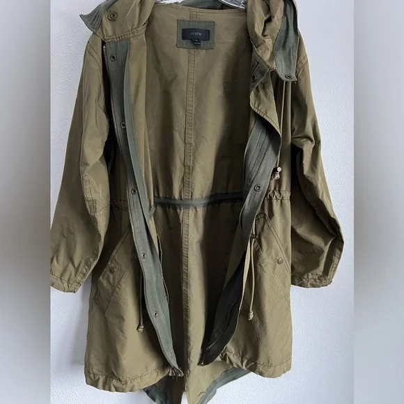 J.Crew Oversized Fishtail Anorak Utility Jacket Military Olive Green Size XS - Picture 6 of 9